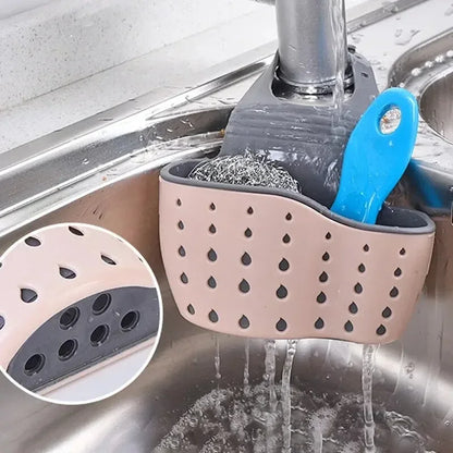 Cesta de drenaje para almacenamiento en el hogar, soporte para fregadero de cocina, estante ajustable para esponja y jabón, cesta de drenaje colgante, bolsa, accesorios de cocina
