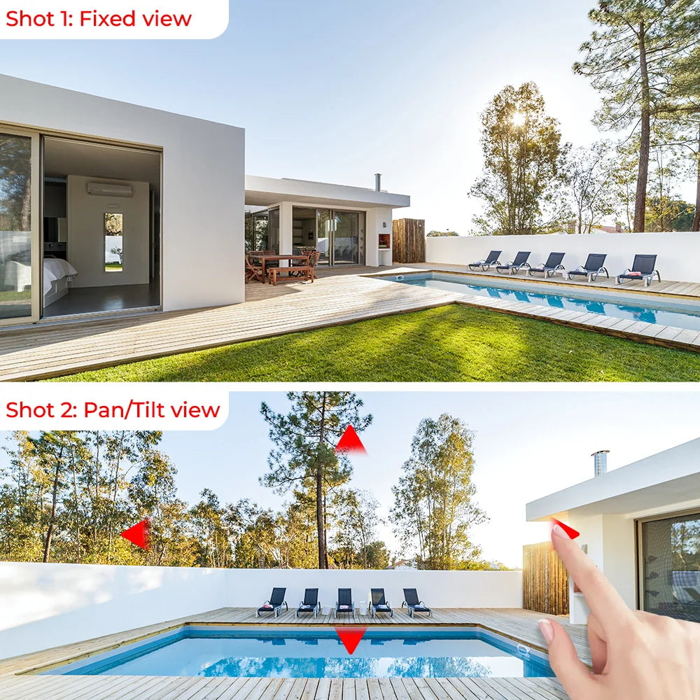 Cámara WiFi solar 4K HD de 8 MP para exteriores con batería integrada, doble lente, cámara de seguridad 2K, panel solar, videovigilancia inalámbrica iCSee