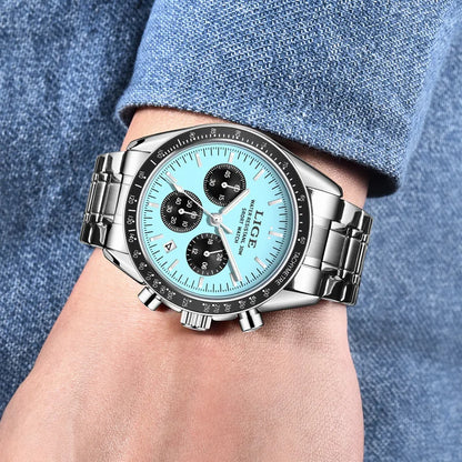 LIGE 2025 - Reloj de lujo para hombre, nuevo, de cuarzo, luminoso, resistente al agua, con cronógrafo y fecha, deportivo