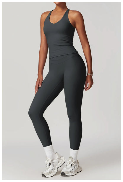 SWELTERING Conjunto de 2 piezas de ropa deportiva para mujer, conjunto de yoga, ropa deportiva para gimnasio, trajes de yoga, conjunto de fitness, chándales, sujetador deportivo, leggings para gimnasio