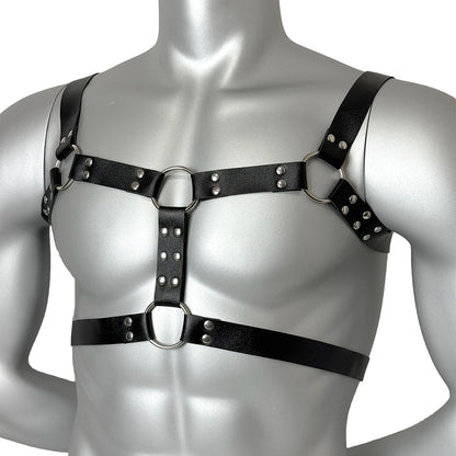 Ropa fetichista para hombres, cinturón de pecho de cuero sintético, arnés ajustable, BDSM, gótico, punk, accesorios eróticos, lencería bondage.