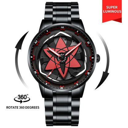 Reloj de cuarzo con esfera giratoria caleidoscopio Sharingan, esfera de anime japonés 3D, reloj de marca superior de lujo, resistente al agua, reloj de moda para hombre.