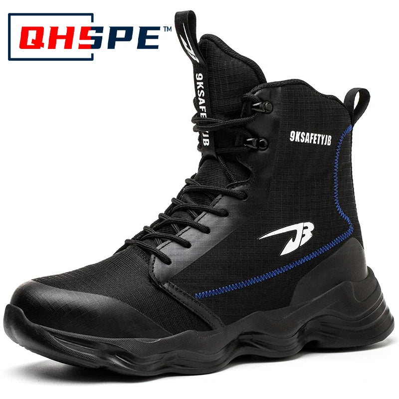 2024 Nuevos zapatos de seguridad para hombre, botas altas de trabajo, zapatillas de trabajo con puntera de acero, botas de trabajo antigolpes y a prueba de pinchazos, zapatos indestructibles