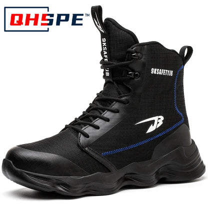 2024 Nuevos zapatos de seguridad para hombre, botas altas de trabajo, zapatillas de trabajo con puntera de acero, botas de trabajo antigolpes y a prueba de pinchazos, zapatos indestructibles