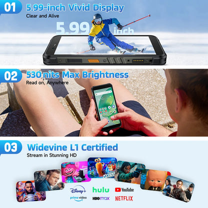 【Estreno mundial】Ulefone RugKing 4G Teléfono resistente Android 15 Hasta 16GB+256GB Smartphone resistente al agua 9600mAh NFC Versión global