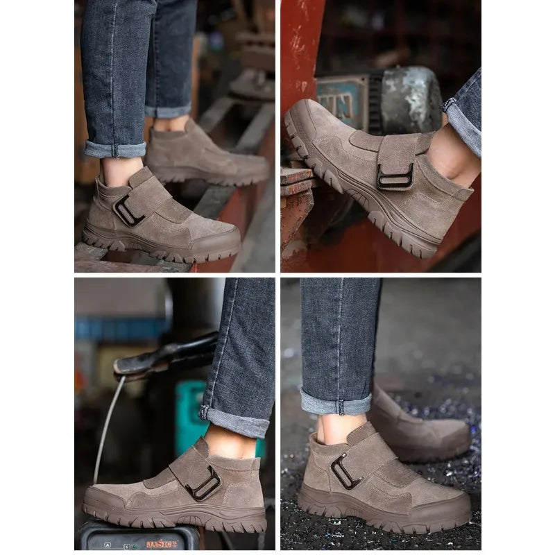 Zapatos de seguridad para hombre, con puntera de acero antiaplastamiento, antiperforación, indestructibles, para trabajos de construcción.