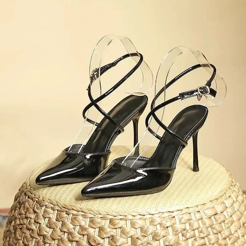 Sandalias de tacón alto con punta fina Ele Sexy para mujer, moda 2025, tacón fino, combinables con todo, punta abierta.