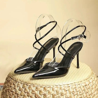 Sandalias de tacón alto con punta fina Ele Sexy para mujer, moda 2025, tacón fino, combinables con todo, punta abierta.