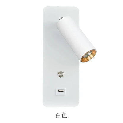 Lámpara de pared LED, luz de lectura, dormitorio, teléfono, carga inalámbrica, carga USB, luces de pared giratorias, lámpara de lado para sala de estar