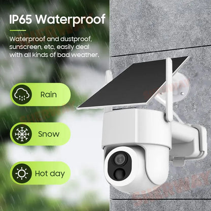 Cámara de seguridad WiFi solar Tuya para exteriores, inalámbrica, 5MP, batería de bajo consumo, cámara PTZ, detección de movimiento PIR, videovigilancia CCTV