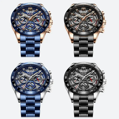 LIGE 2024 Nuevo Reloj para Hombre, Marca Top, Lujo, Hueco, Reloj para Hombre, Impermeable, Deportivo, Cuarzo, Cronógrafo, Reloj de Pulsera para Hombre, Relogio Masculino