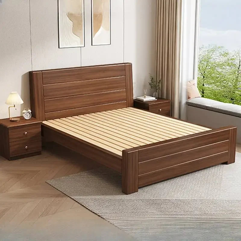 Cama de madera con almacenamiento, económica, elegante, bonita, de lujo, tamaño completo, con base de cama, tamaño queen, para el hogar, accesorios para el hogar