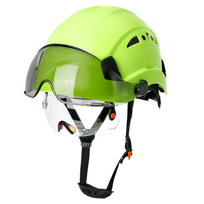 Casco de seguridad con patrón de fibra de carbono y gafas de doble visera para ingenieros, casco de seguridad CE ANSI ABS, gorra de trabajo industrial, rescate