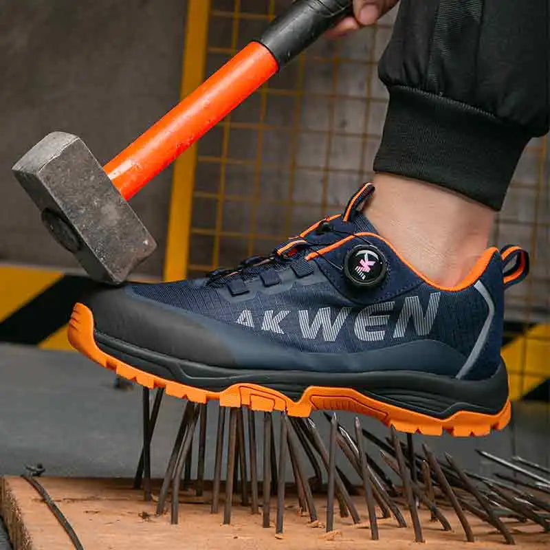 Nuevas botas de seguridad con hebilla giratoria para hombre, zapatillas de trabajo, botas para mujer, transpirables, con puntera de acero, resistentes a pinchazos.