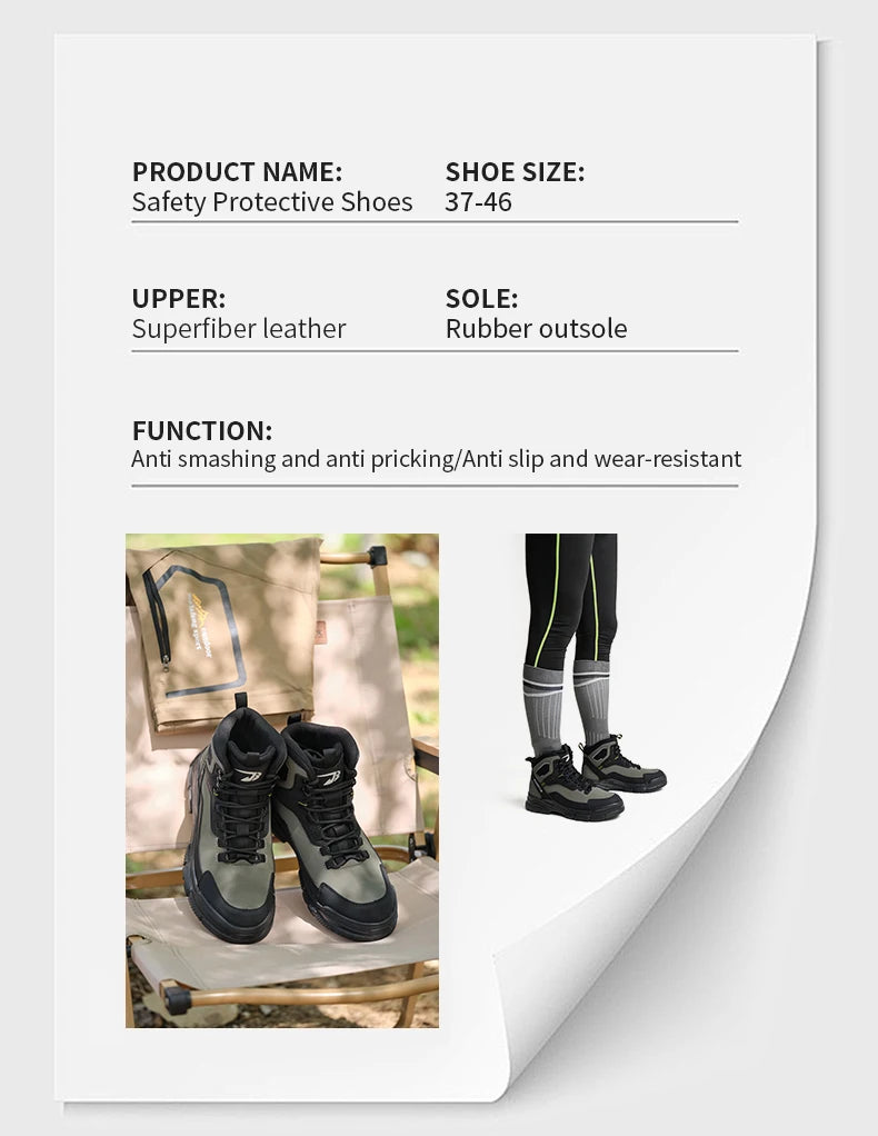 Zapatos de seguridad de alta calidad para hombre, zapatos de trabajo con puntera de acero, botas de seguridad para hombre y mujer, botas de trabajo anti-aplastamiento, botas de trabajo indestructibles.