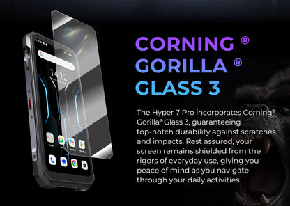 Teléfono móvil resistente HOTWAV Hyper 7 Pro 5G con cámara de 200 MP, Android 14, pantalla FHD+ de 6,6" a 120 Hz, 36 GB (16+20) de almacenamiento interno, 256 GB de almacenamiento externo, batería de 10800 mAh y carga rápida de 33 W.