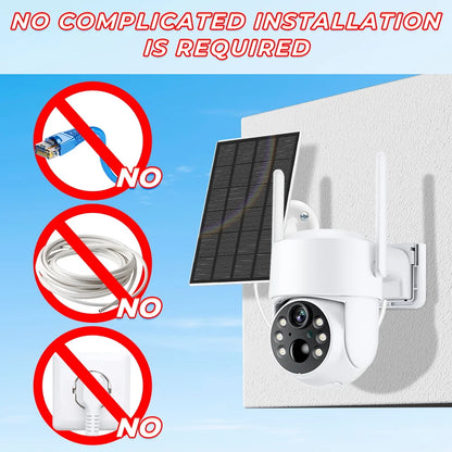 Cámara solar inalámbrica HD de 8 MP para exteriores, WiFi, PTZ, IP, con batería integrada, videovigilancia y larga duración de la batería. Compatible con la aplicación iCsee.