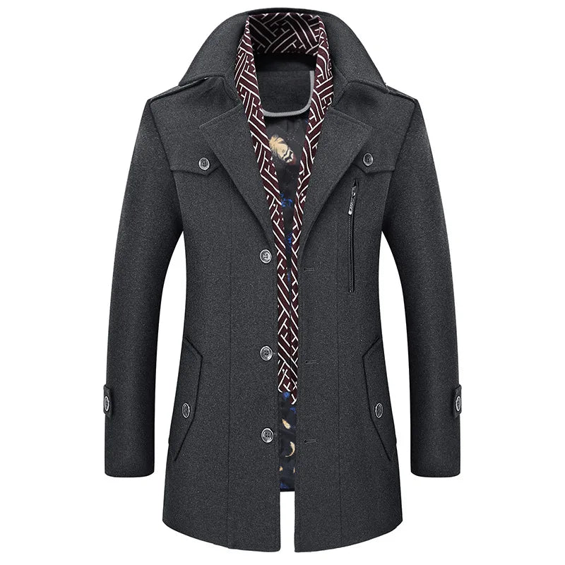 Chaqueta de lana lisa para hombre, estilo cárdigan, corte holgado, manga larga, cuello vuelto, estilo casual, 2025