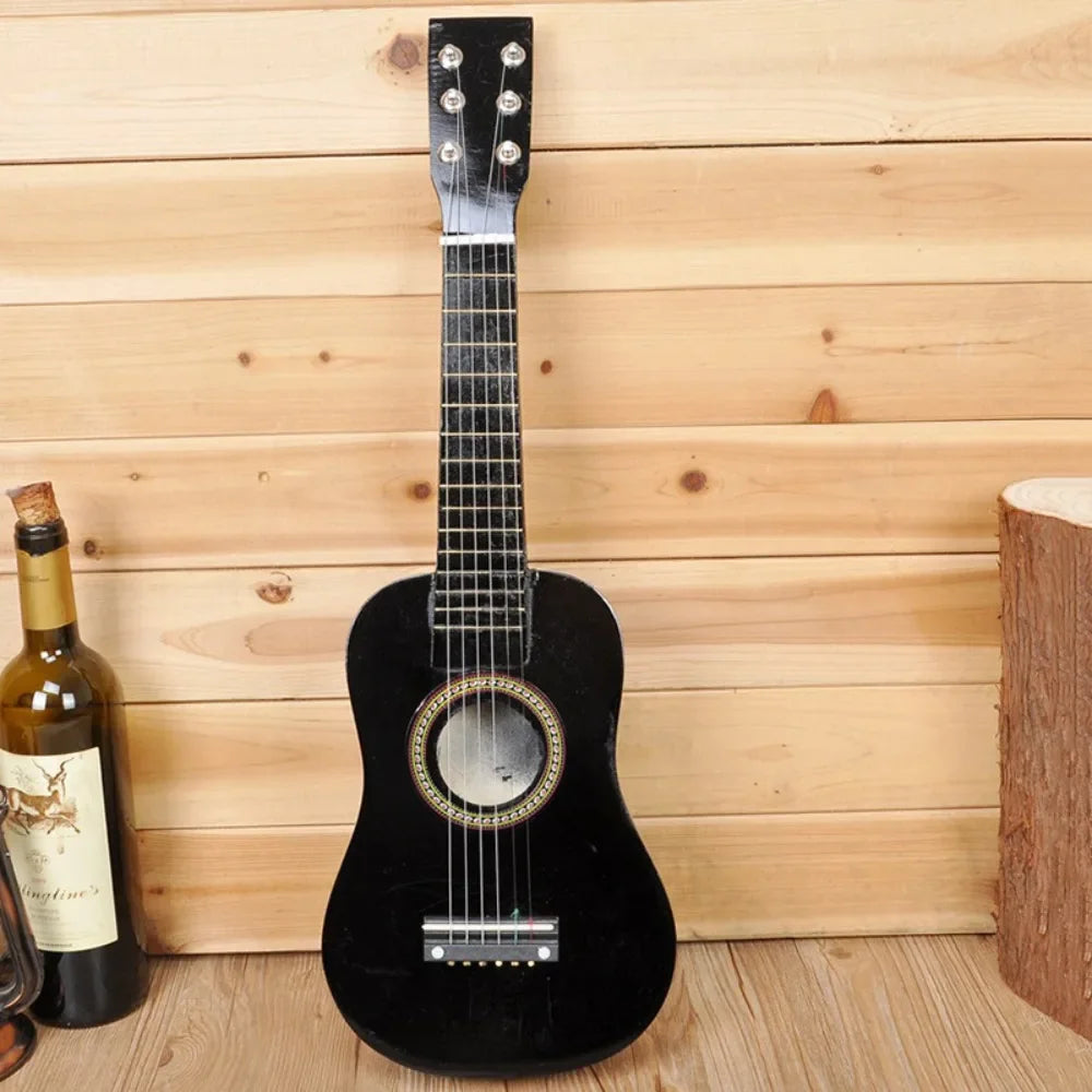 Guitarra infantil de madera maciza con perilla de cuerda ajustable, instrumento infantil multicolor, juguete clásico de alta calidad de sonido.