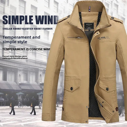 Chaqueta informal de algodón puro lavado para hombre, estilo primavera/otoño, ligera, cortavientos juvenil y a la moda. Abrigo ligero de verano.