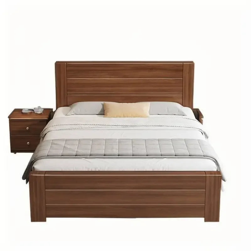 Cama de madera con almacenamiento, económica, elegante, bonita, de lujo, tamaño completo, con base de cama, tamaño queen, para el hogar, accesorios para el hogar