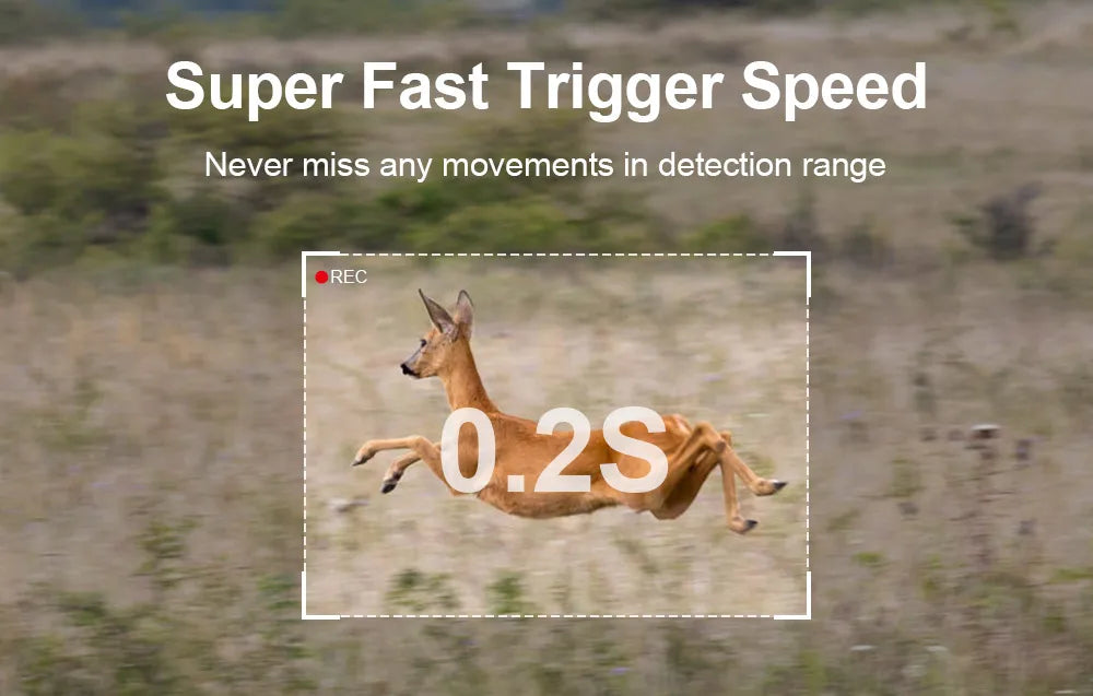 1/2 cámara de rastreo celular UCon 4G 2K con energía solar, activación por movimiento (0,2 s), visión nocturna.