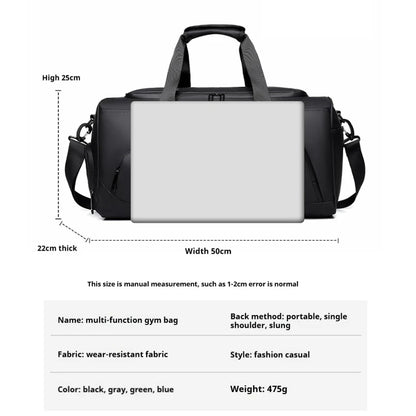 Bolsa deportiva de gimnasio, bolso de mano de gran capacidad, bolsa de viaje portátil, multicompartimento con espacio para guardar zapatos, perfecta para vacaciones y gimnasio.