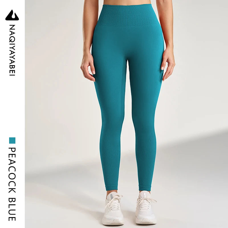 Leggings deportivas para mujer, color sólido, para gimnasio, correr, yoga, pantalones largos, cintura alta, efecto vientre plano, elásticas, pantalones de chándal, siete colores.