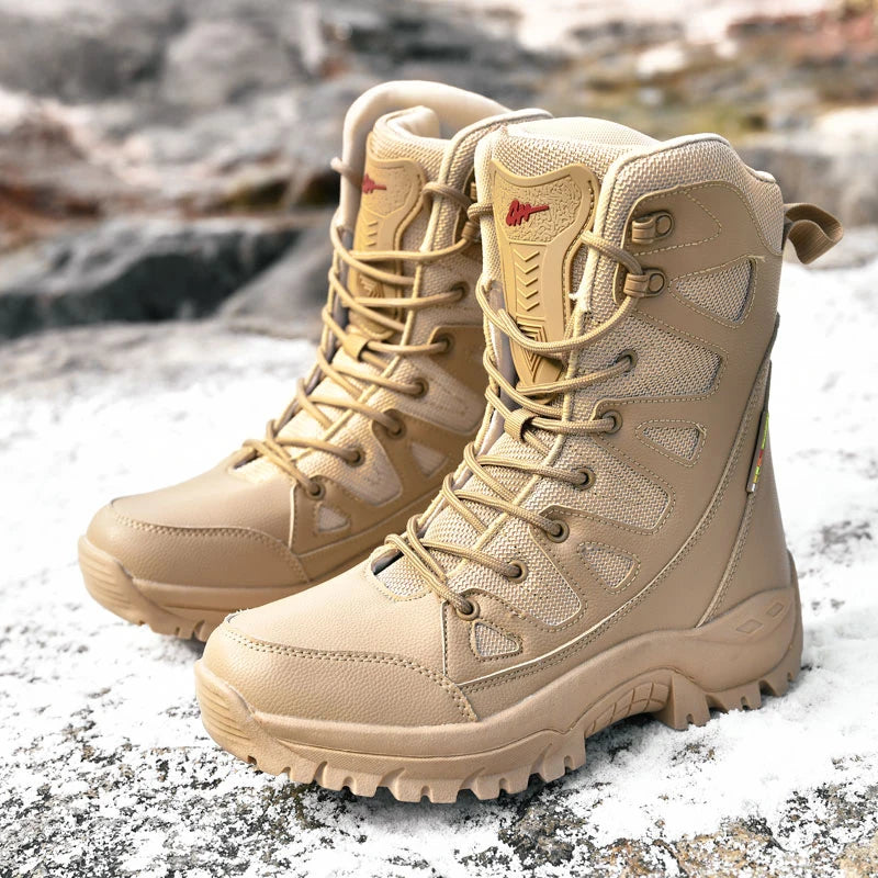 Botas tácticas ultraligeras de lona transpirable de nuevo estilo para hombre, ideales para primavera y verano, para senderismo y actividades al aire libre, para fanáticos del ejército y el entrenamiento de combate.