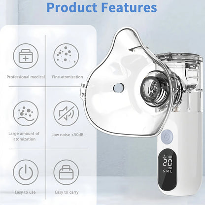 Nebulizador portátil inteligente de malla de mano, nuevo modelo 2025, para adultos y niños, mini nebulizador doméstico.