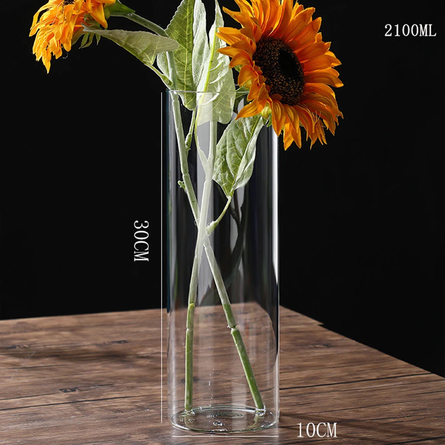 Maceta de vidrio para escritorio con plantas hidropónicas, florero de vidrio transparente, florero cilíndrico para dormitorio, decoración del hogar