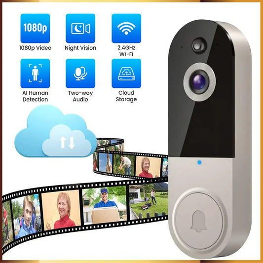 Timbre de puerta resistente al agua con videoportero WiFi 5G/2.4G 1080P Tuya Smart Home, intercomunicador inalámbrico con cámara para seguridad y protección.