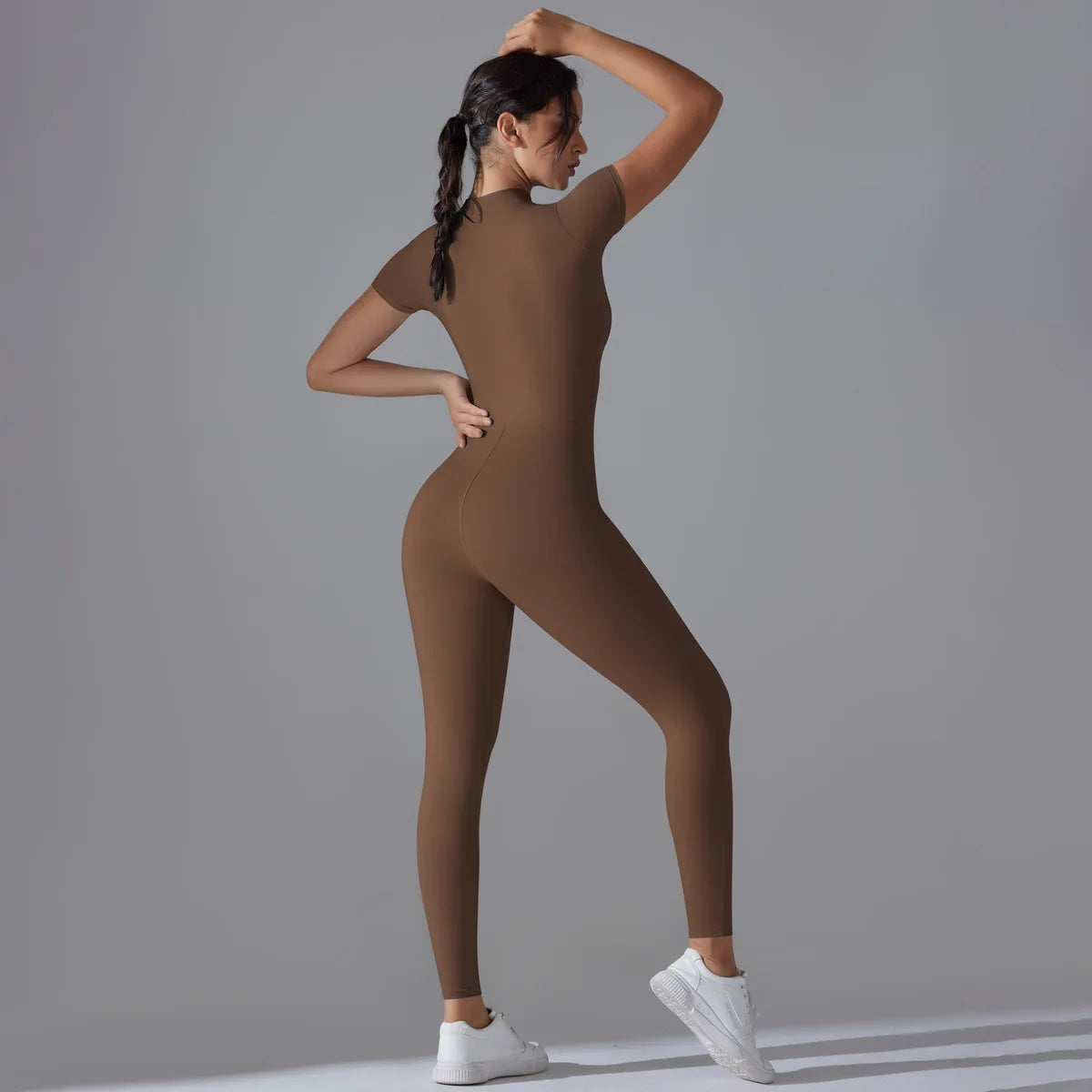 Women Zipper Bodysuits Fitness Sports Bodysuit Yoga Suit Breathable Quick Drying Sports Yoga Clothing Women Gym Push Up Workout