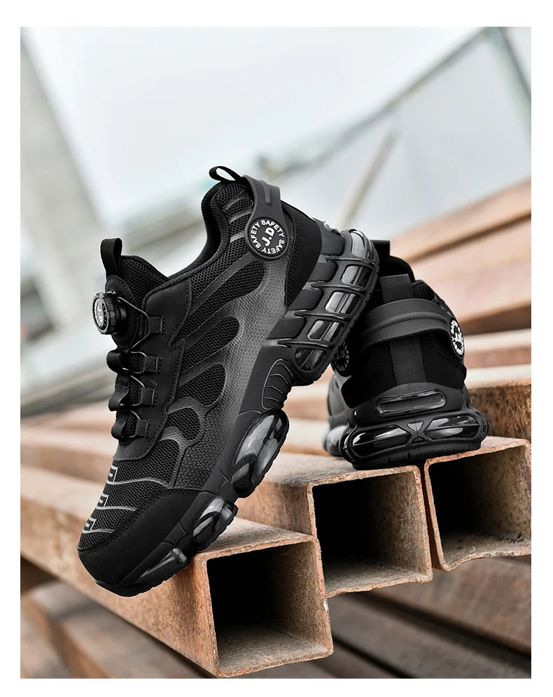 Zapatos de seguridad con puntera de acero LARNMERN para hombre y mujer, anchos, ligeros, cómodos, tipo tenis, de trabajo, coloridos.