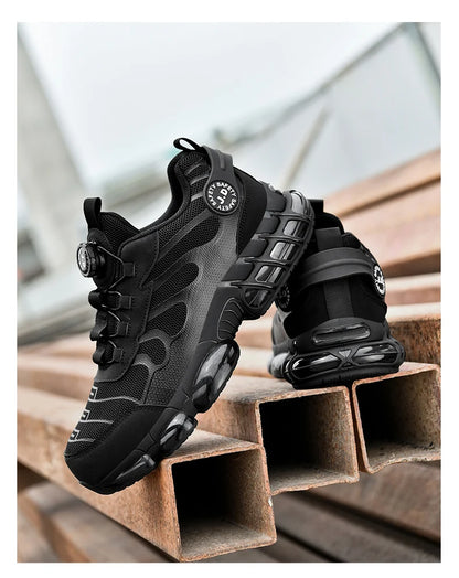 Zapatos de seguridad con puntera de acero LARNMERN para hombre y mujer, anchos, ligeros, cómodos, tipo tenis, de trabajo, coloridos.