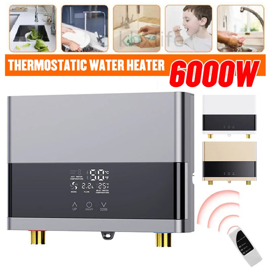 Calentador de agua instantáneo de 110 V/220 V para baño y cocina. Calentador eléctrico de pared con pantalla LCD y control remoto.