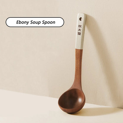 Espátula de madera de ébano COOKER KING, sartén antiadherente, espátula especial para saltear, espátula resistente al calor, cuchara para sopa de arroz, utensilios de cocina