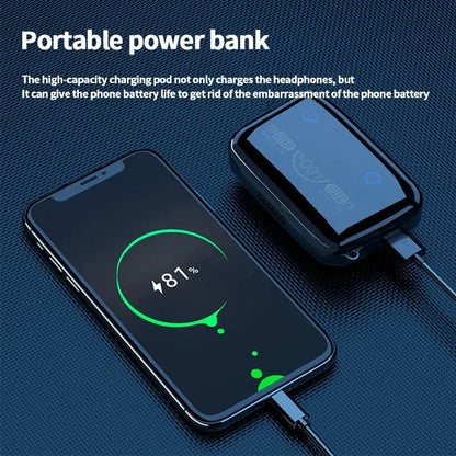 Auriculares Bluetooth M19 inalámbricos TWS para juegos, con cancelación de ruido, táctiles, intrauditivos, mini auriculares con batería externa de emergencia