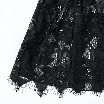 Conjunto exótico de PU sexy para mujer, vestido de encaje transparente, lencería elegante con abertura, body exótico para fiesta y club.