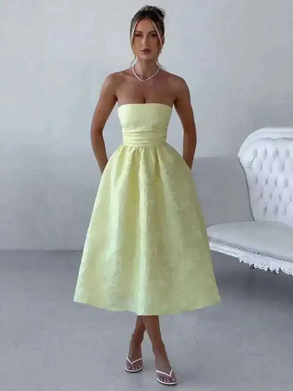 Townlike Jacquard Waist Wrap A-line Dress Women Mini 2024 Spring Summer Dress Elegant Bow Backless Sexy Party Dresses