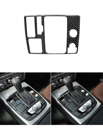 Accesorios decorativos para el interior del coche Audi A6 A7 2012 2013 2014 2015 2016 2017 2018, pegatinas negras de fibra de carbono, embellecedor de cubierta.
