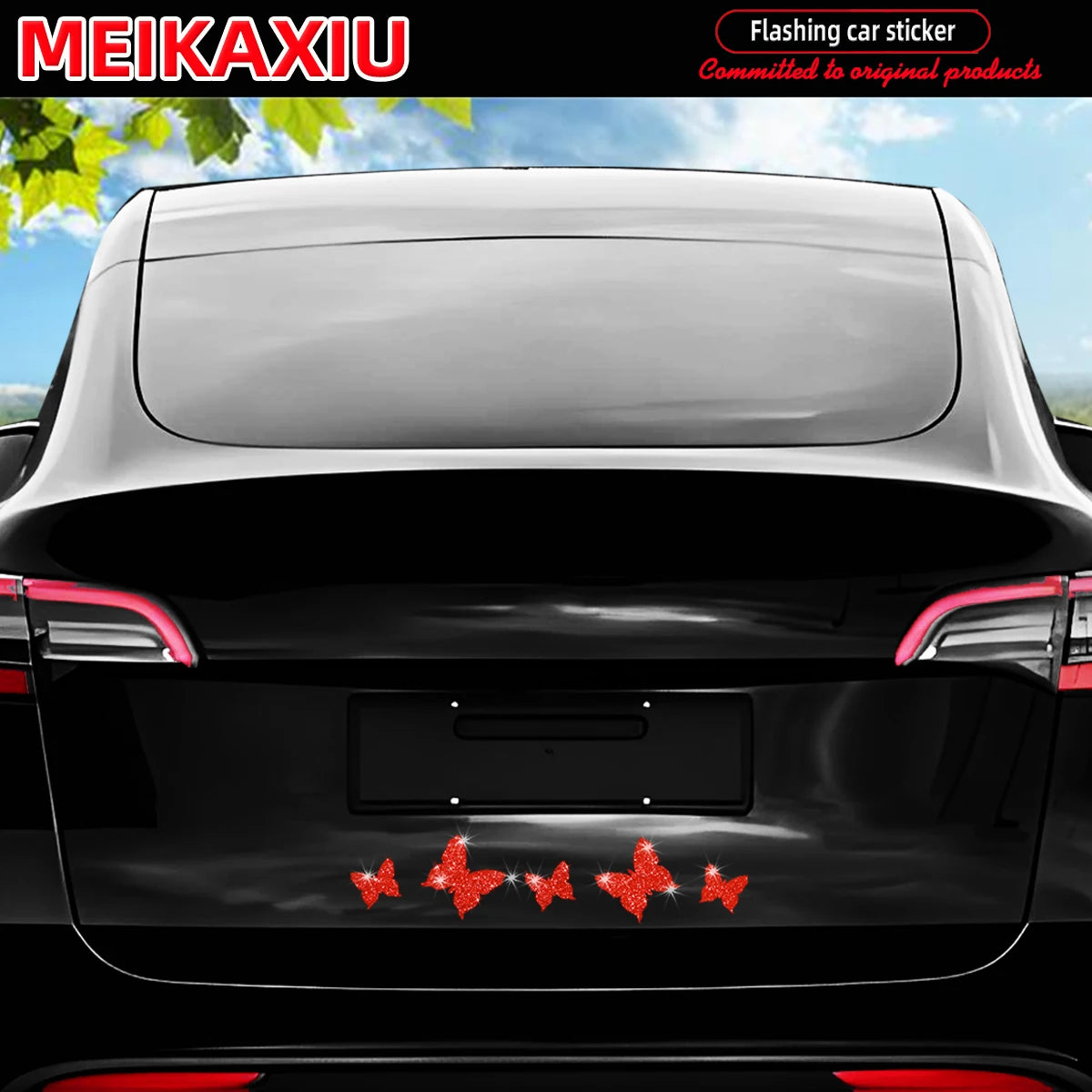 Nueva pegatina brillante con forma de mariposa para decoración de coche, pegatina para la puerta del coche.