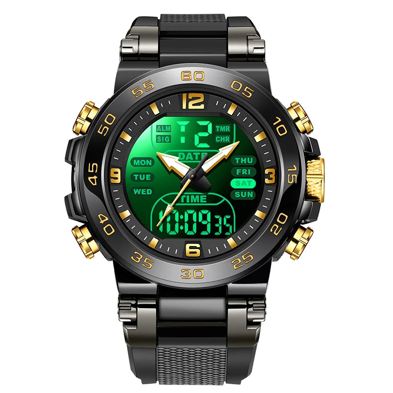 Relojes FOXBOX para hombre, marca superior, reloj de pulsera analógico digital de cuarzo de lujo para hombre, reloj luminoso con pantalla de doble horario resistente al agua para hombre
