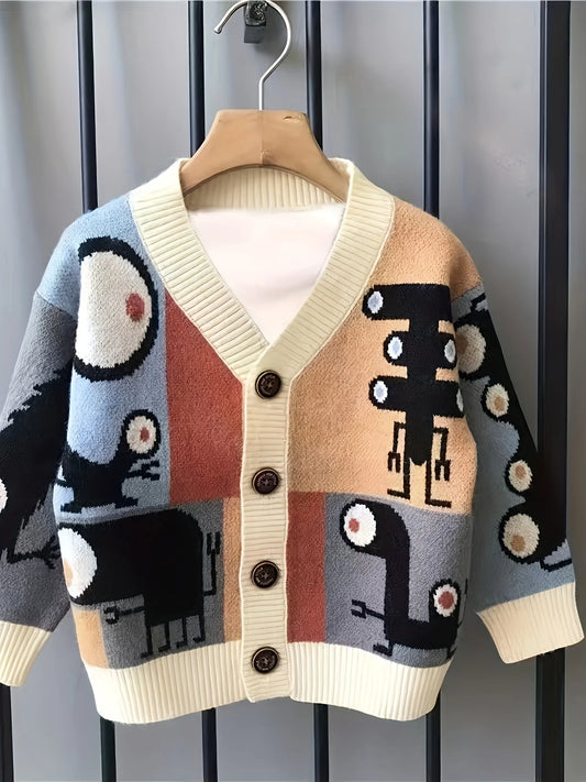 Ropa para niños, prendas de abrigo para niños, otoño e invierno, nuevas prendas de punto, tops de dibujos animados, cárdigans, prendas de abrigo para niños de estilo coreano.