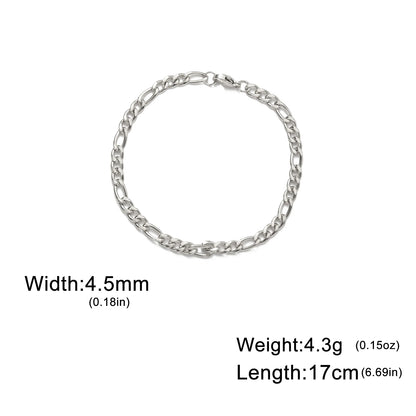 Pulsera de cadena Figaro sencilla para mujer, hombre, pareja, joyería para niño, color dorado, acero inoxidable, tendencia, moda punk, hip pop, regalo