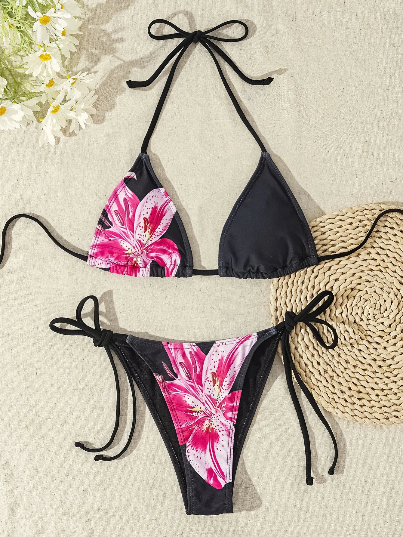 Conjunto de bikini para mujer, novedad de 2025, con tiras laterales ajustables, traje de baño de alta gama, sexy, de dos piezas, para playa, de verano, push up.
