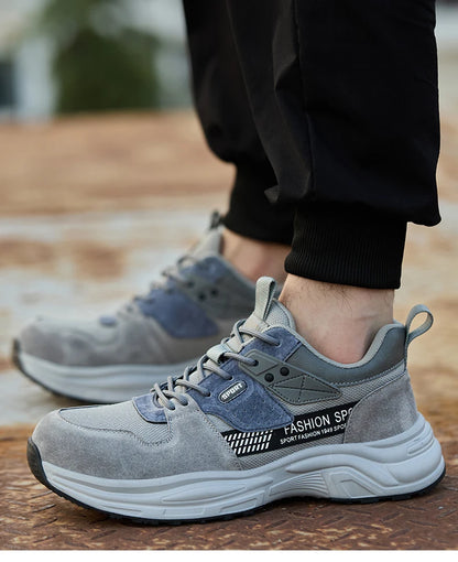 Zapato de trabajo antiperforación para hombre, zapatillas de trabajo de seguridad transpirables con puntera de acero, zapatos indestructibles, botas de trabajo transpirables.