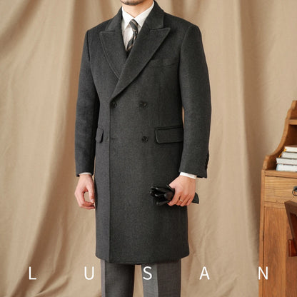 Abrigo Chester de lana 50% para hombre - 800 g. Chaqueta de campo retro cruzada de otoño/invierno.