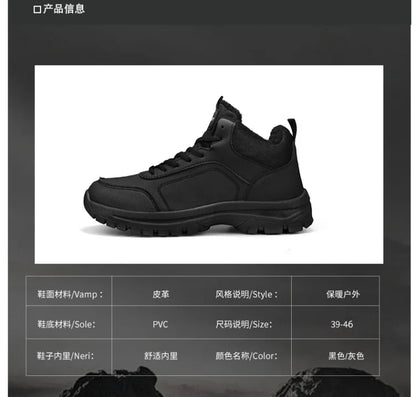 Botas de nieve de gran tamaño para hombre, zapatos de invierno de algodón, botines, zapatos de trabajo para hombre, botas de cuero impermeables de alta calidad, Bota Masculina