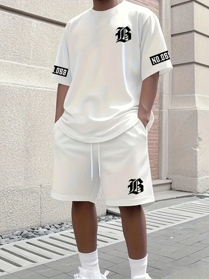 2025 Verano nuevo conjunto de hombre con estampado de letras camiseta casual de moda pantalones cortos de manga corta ropa deportiva ropa casual de uso diario para hombres y mujeres